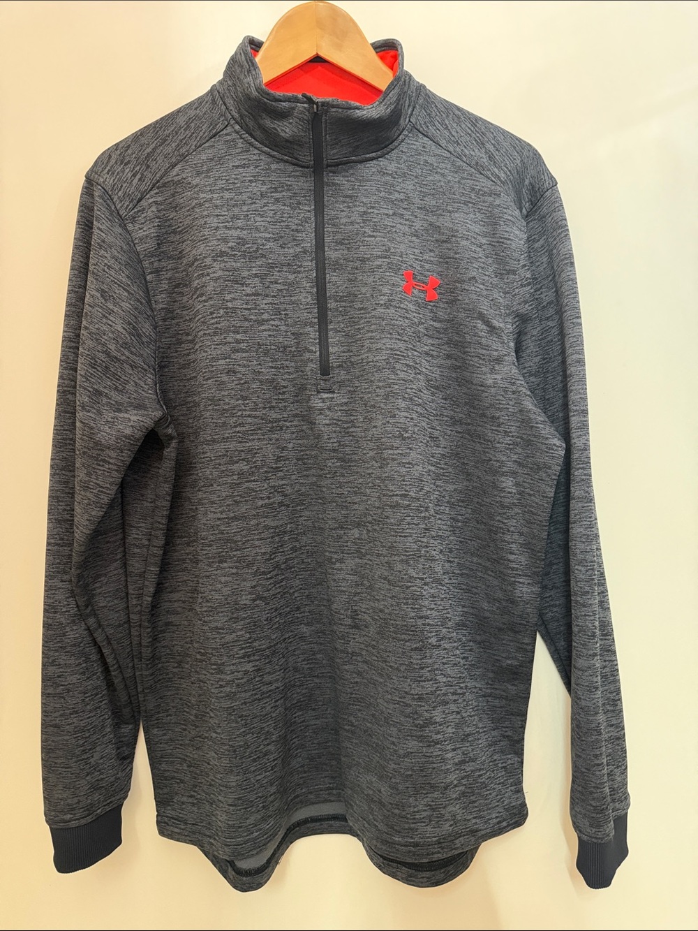 Under Armour Gray Heather 1/4 Zip Performance Pullover with Orange Logo